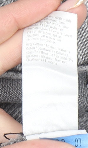 River Island Women’s Grey Wide-Leg Jeans UK 10L High Rise Denim