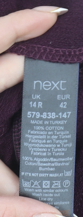 Next Womens Plum Purple Jumpsuit Size 14R Cotton Belted Wrap Style