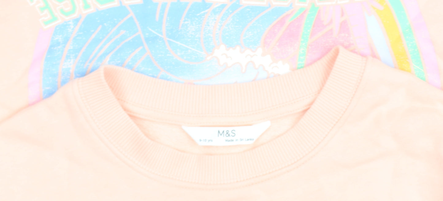 Marks and Spencer Girls Pink Graphic Pullover Sweatshirt 9-10 Years
