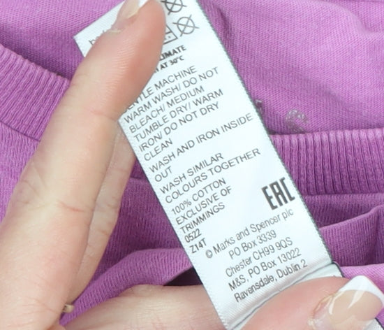 Marks and Spencer Girls Pink Cosmic Vibes T-Shirt 12-13 Years 100% Cotton