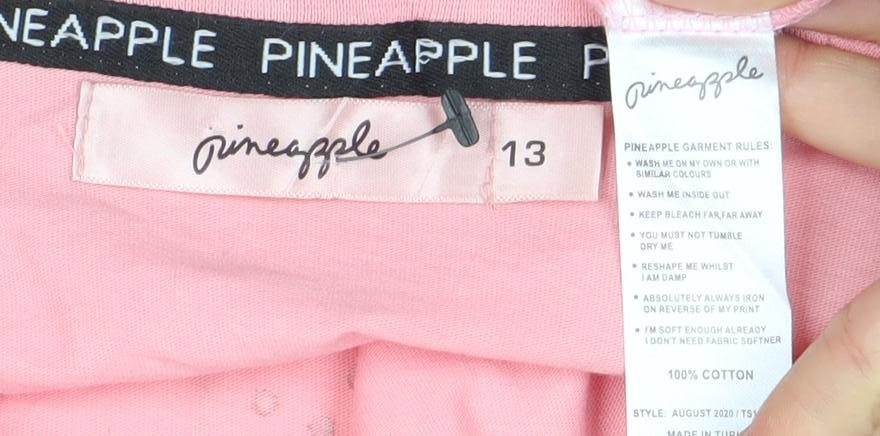 Pineapple Girls Pink Rhinestone Dance Graphic T-Shirt 13 Years