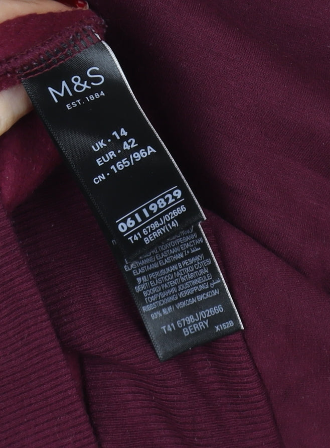 Marks and Spencer Women Berry Sweatshirt UK 14 Cotton Blend Pullover