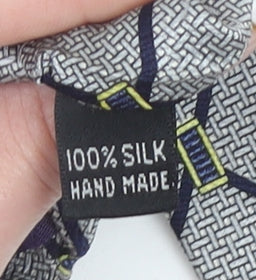 Silkworm London Men’s Grey Geometric Slim Silk Tie Handmade