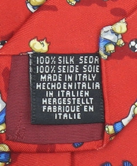 Beaufort Men’s Red Cartoon Football Silk Tie Made in Italy