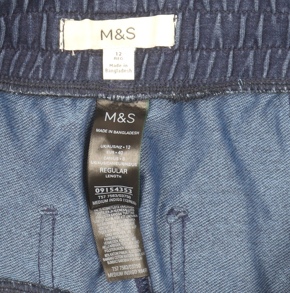 Marks and Spencer Women’s Blue Cropped Elastic Waist Jeans Size 12 Regular