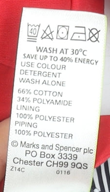 Marks and Spencer Women’s Red Hooded Cotton Blend Parka Jacket Size 12