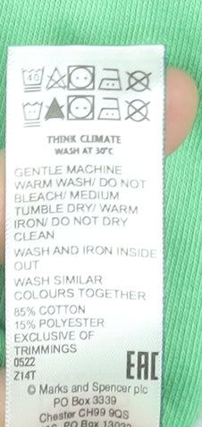 Marks and Spencer Boys Green Jogger Trousers 9-10 Years Cotton Blend