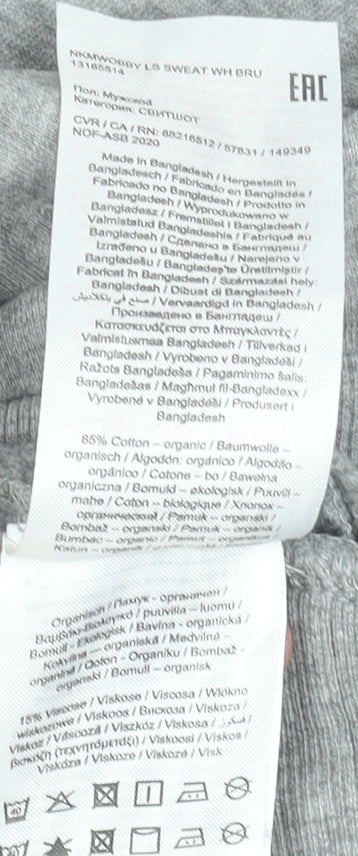 Name It Boys Grey Brooklyn Graphic Pullover Hoodie 9-10 Years Cotton Blend