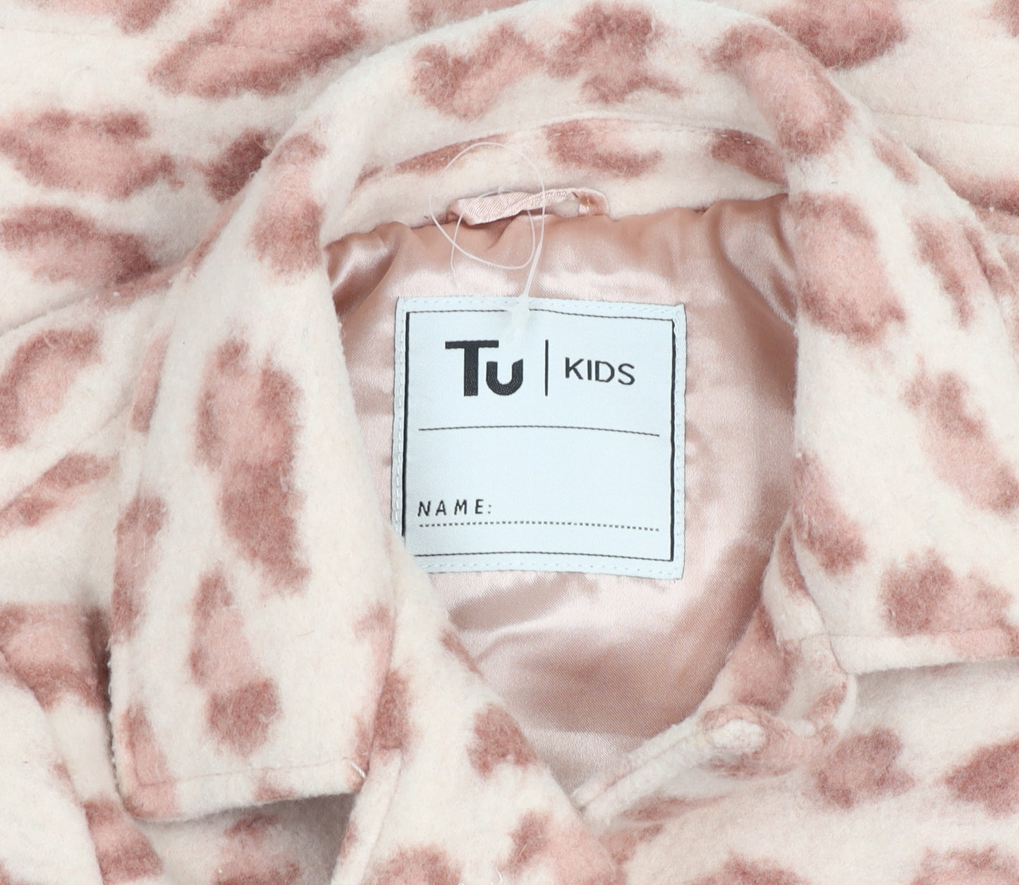 Tu Girls Pink Animal Print Mid-Length Button Coat Age 5-6 Years