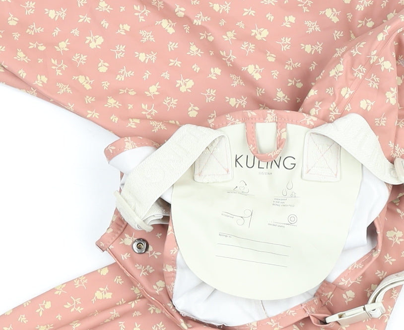 Kuling Girls Pink Floral Waterproof Ski Salopettes 110/116cm 5-6 Years