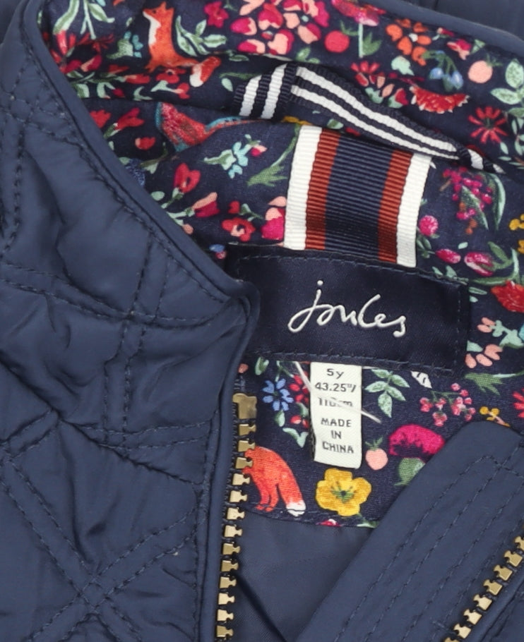Joules Girls Blue Quilted Waistcoat 5 Years Lightweight Padded Gilet