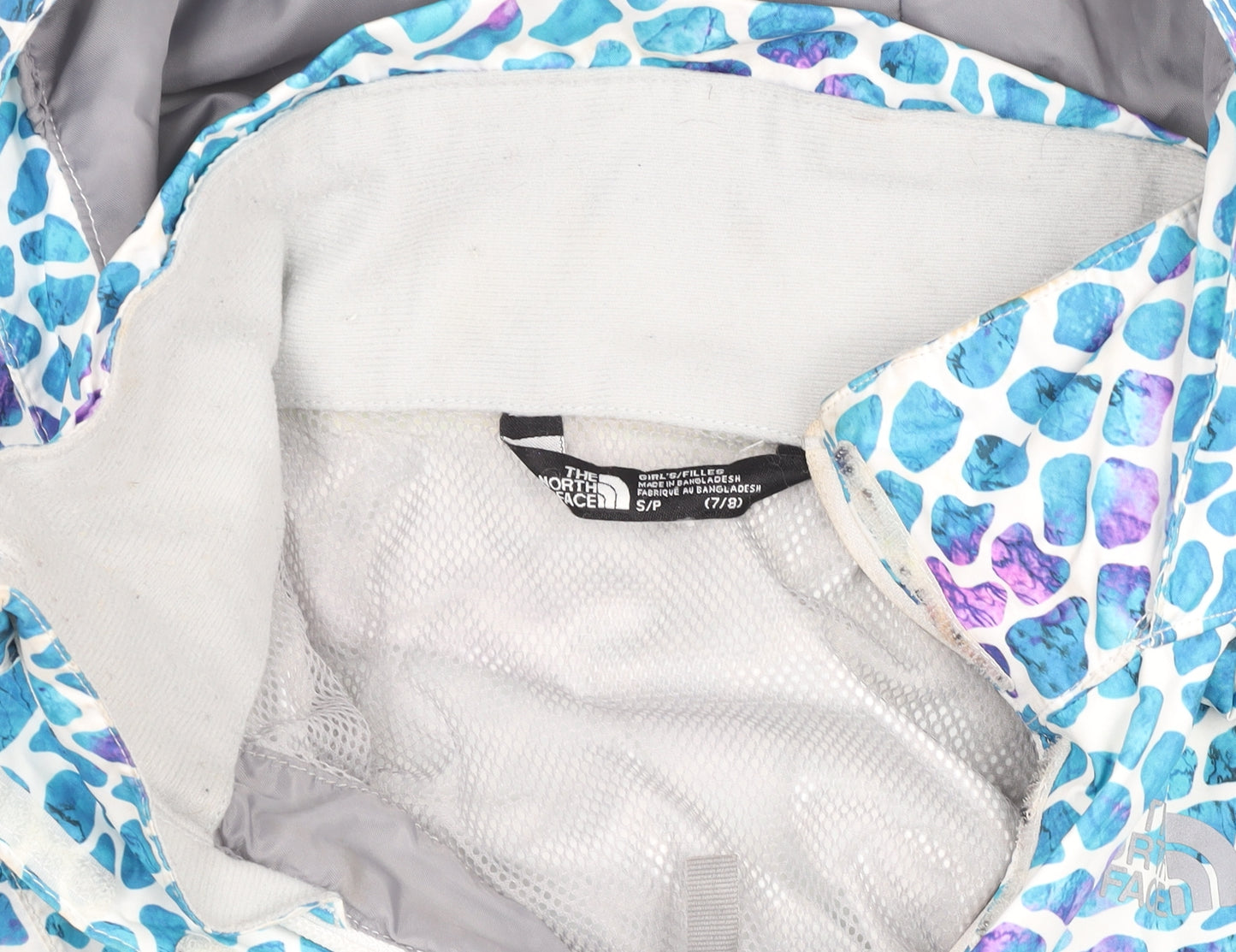 The North Face Girls Blue Waterproof Hooded Rain Coat Jacket 7-8 Years