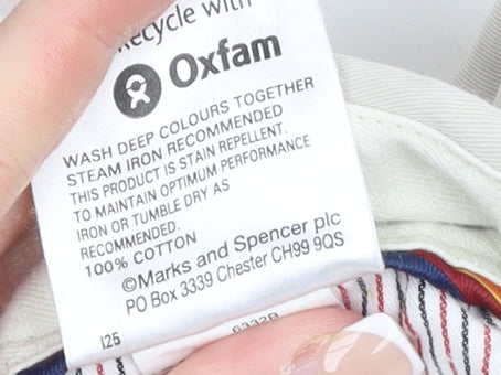 Marks and Spencer Men Beige Chino Trousers 36W 31L Cotton Stain Repellent