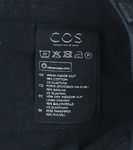 COS Men's Black Slim Fit Cotton Chino Trousers Size M