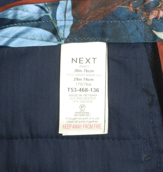 Next Men’s Blue Check Slim Trousers 30in Waist 29in Leg Formal