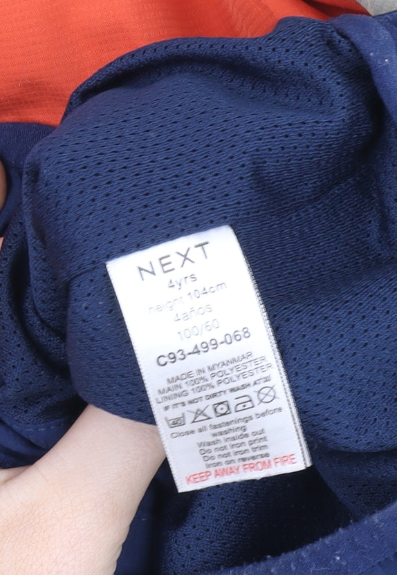 NEXT Boys Blue Orange Grey Hooded Windbreaker Jacket 4 Years