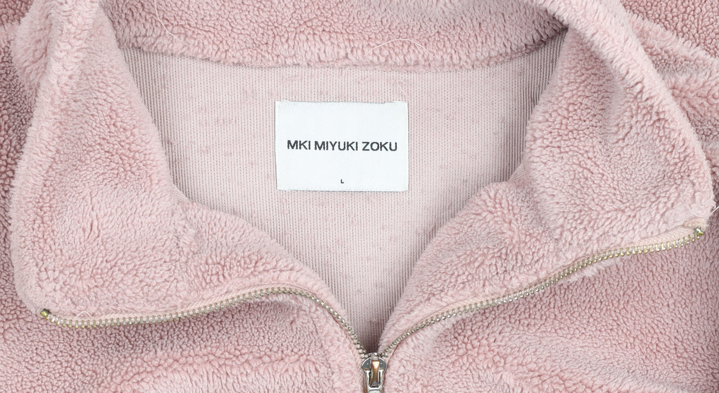MKI Miyuki Zoku Pink Fleece 1/2 Zip Sweatshirt Women L