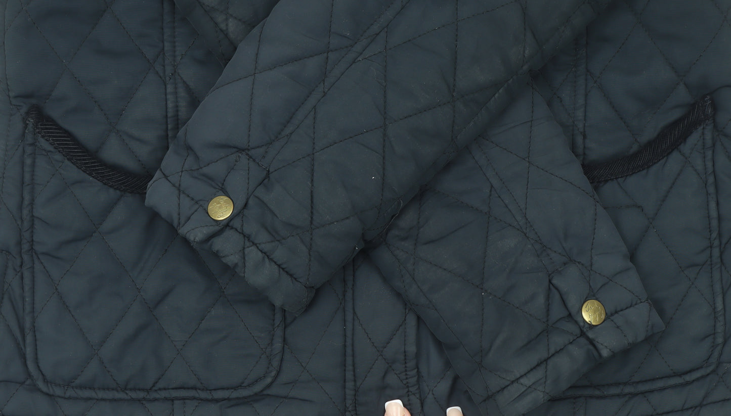 Jack Murphy Womens Black Quilted Jacket Size 10 Regular Padded Coat