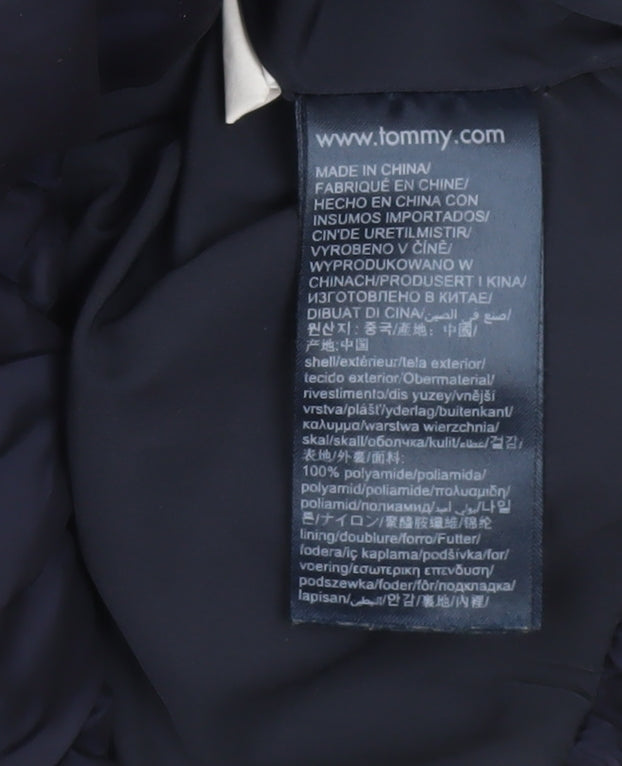 Tommy Hilfiger Girls Blue Long Puffer Coat 4 Years Full Zip Winter Jacket