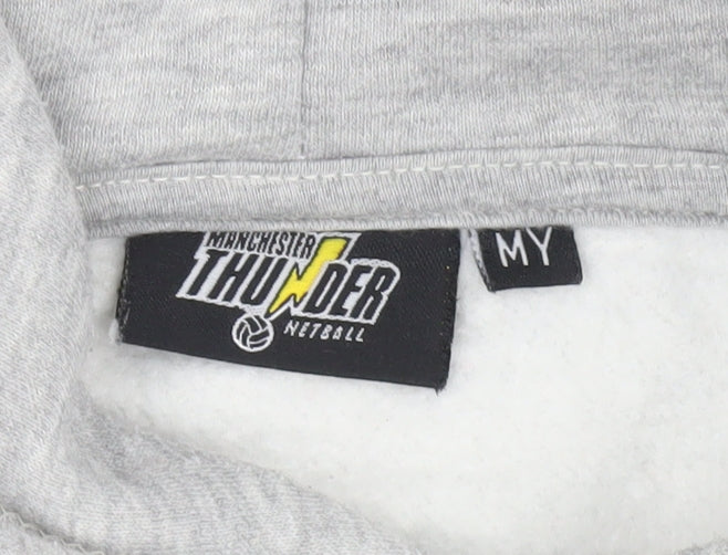 Manchester Thunder Boys Grey Hooded Pullover Hoodie Size M Youth