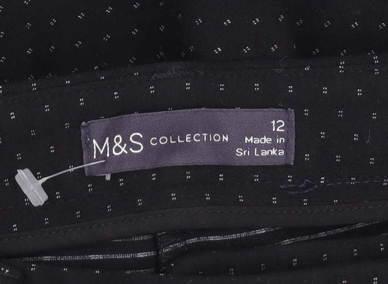 Marks and Spencer Women’s Black Polka Dot Slim Fit Stretch Trousers Size 12
