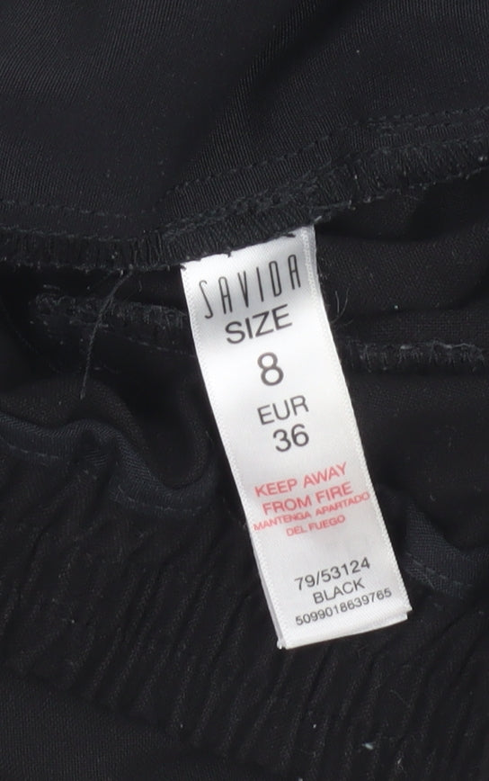 Savida Women's Black Cropped Tapered Trousers Size 8