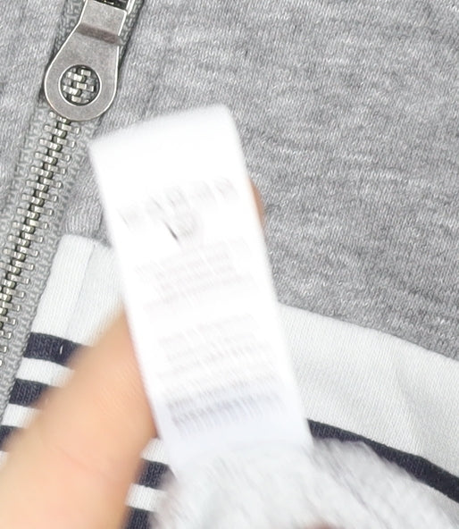 Tu Men Grey Striped Full Zip Cotton Blend Jacket Size M
