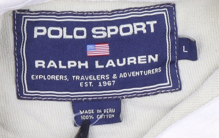 Ralph Lauren Polo Sport Men's Beige Long Sleeve Cotton Polo Shirt L