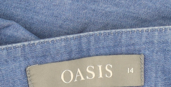 Oasis Women’s Blue Cotton A-Line Denim Skirt Size 14