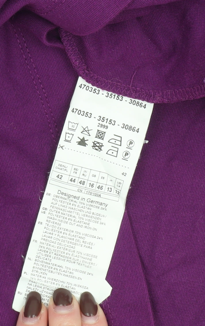 Gerry Weber Women Purple Long Sleeve Boat Neck Stretch Top Size 12