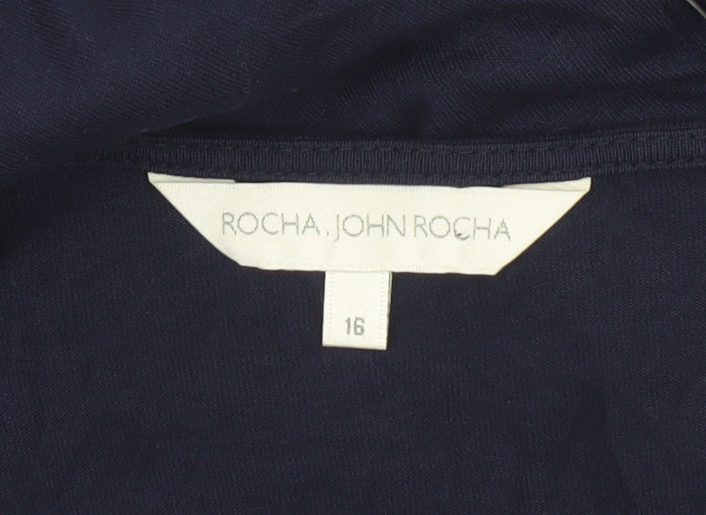 John Rocha Womens Blue Floral Lace Tunic Blouse Size 16