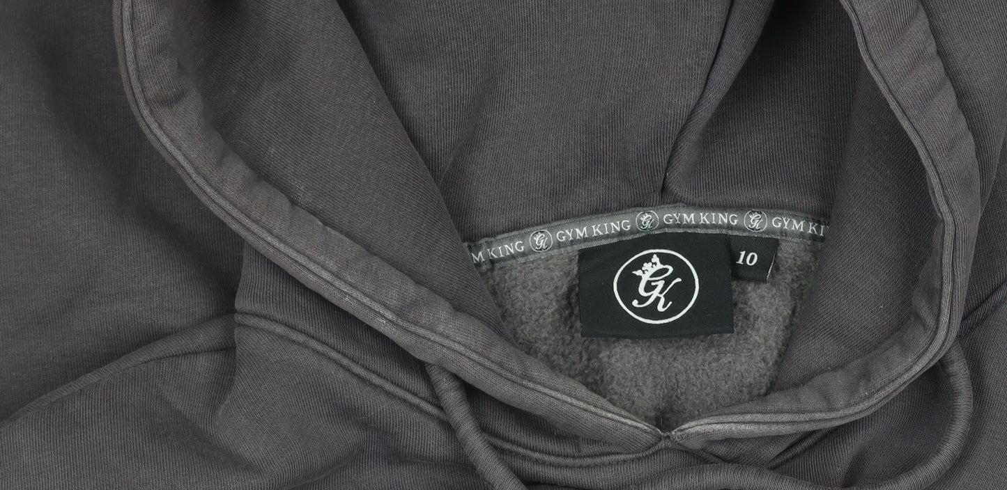 Gym King Women Grey Pullover Hoodie Size 10 Cotton Blend Logo Design