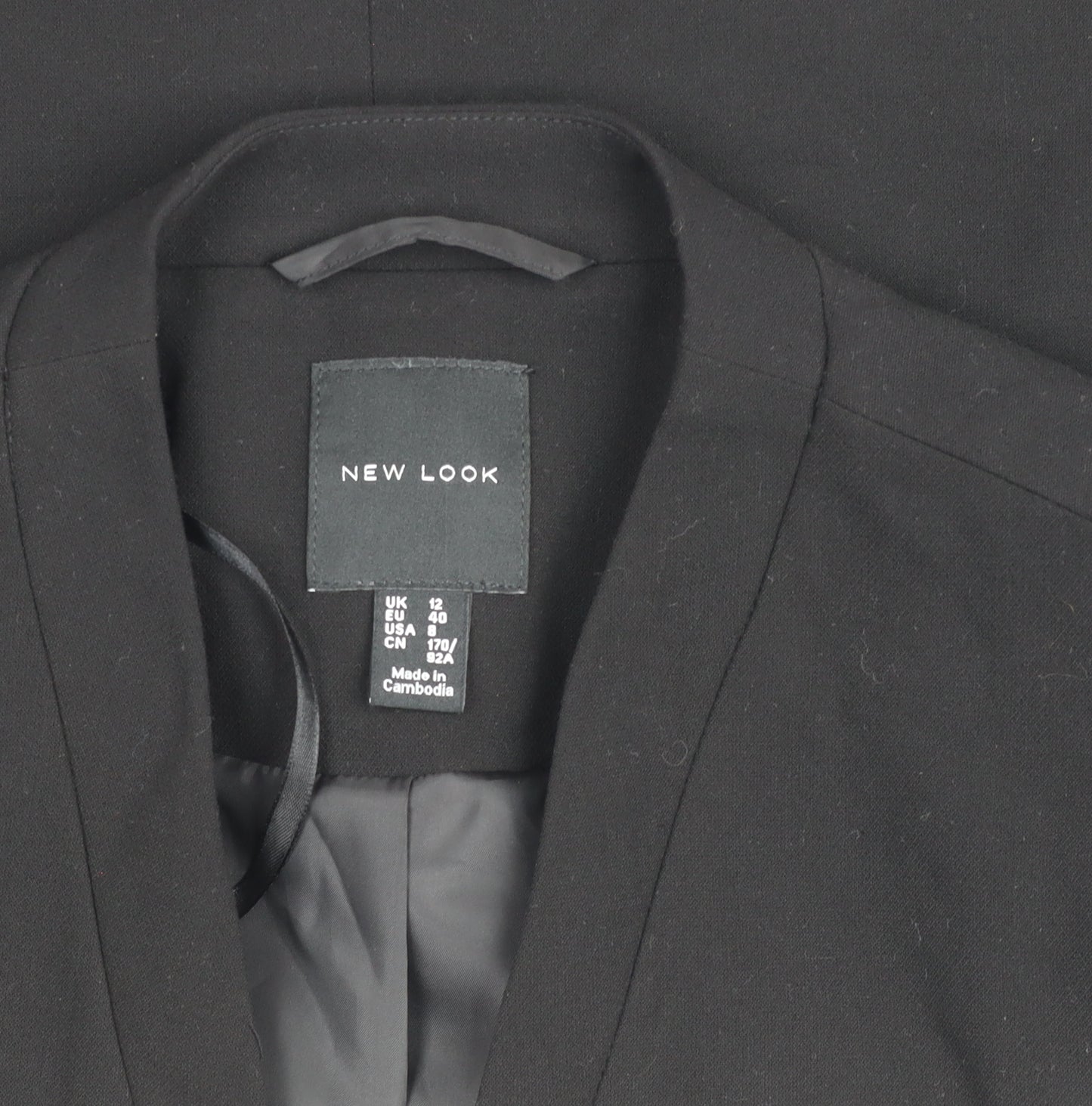 New Look Women's Black Cropped Blazer Size 12 Tailored Workwear Jacket