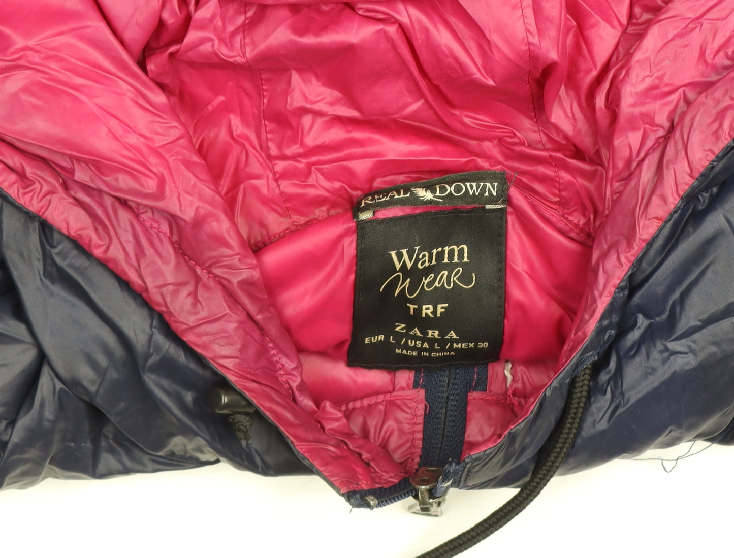 Zara Women Blue L Puffer Jacket Hooded Down Lightweight Warm Wear