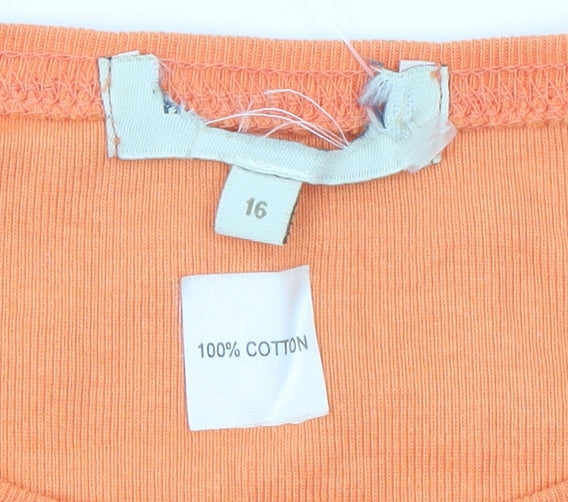 Rocha John Rocha Women's Orange Rhinestone Long Sleeve T-Shirt Size 16