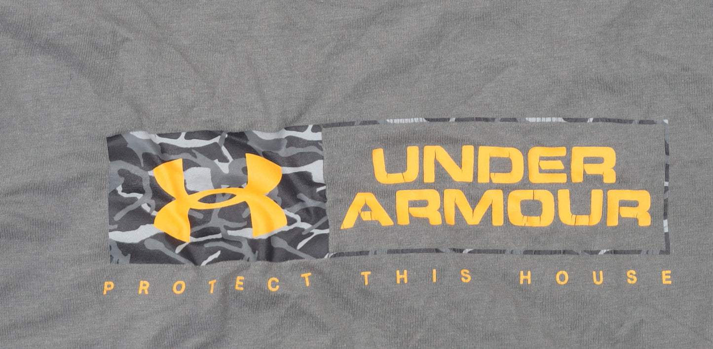 Under Armour Boys Grey Short Sleeve T-Shirt Size 12 Years Sports Logo Top