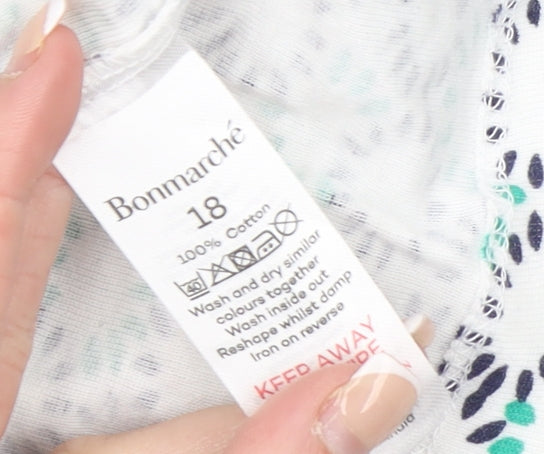 Bonmarché Women's Multicoloured Floral Cotton Long Sleeve T-Shirt Size 18