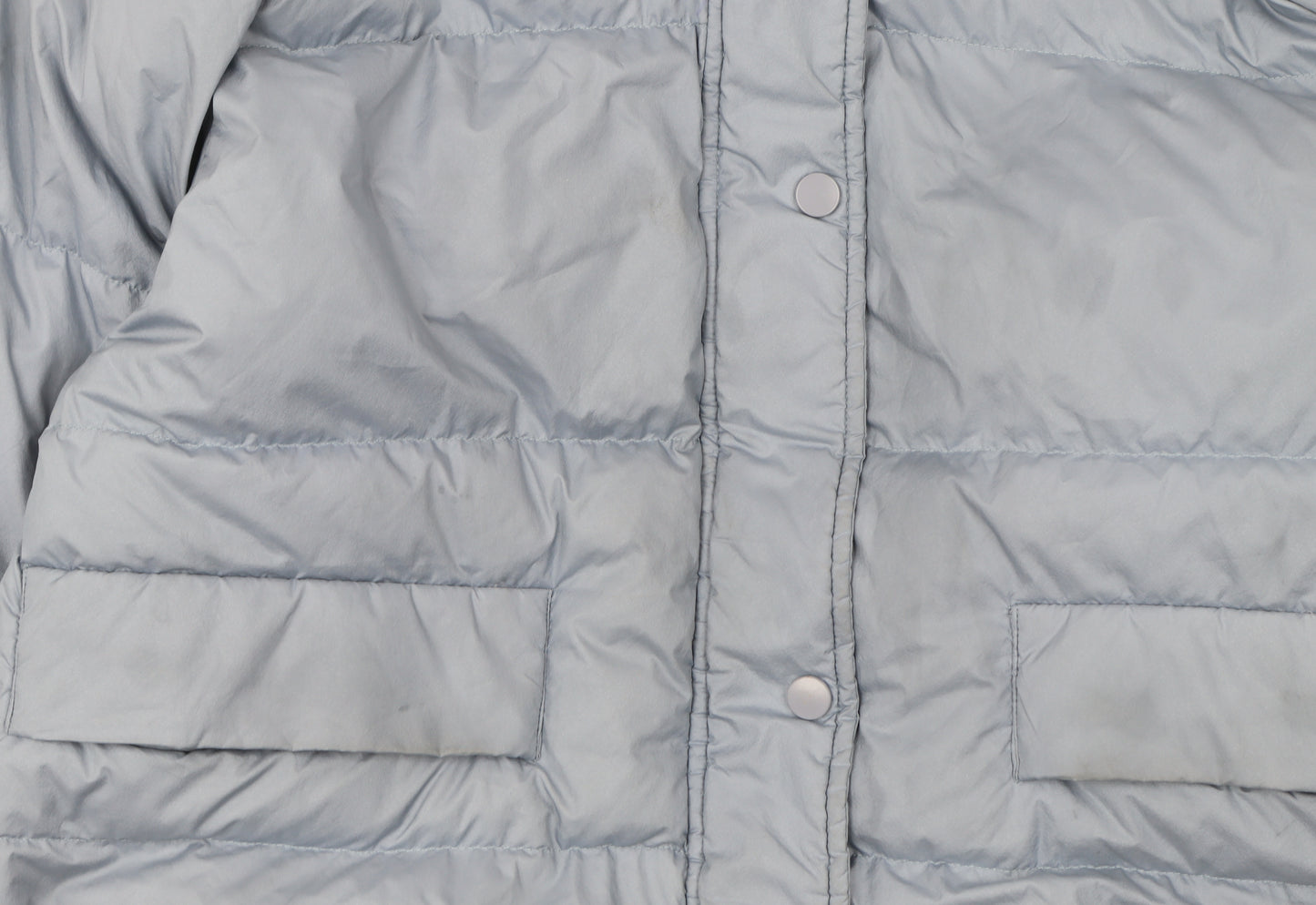 MILK Womens Blue Hooded Puffer Jacket Size S Winter Casual Coat