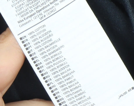 Nike Men Black Regular Fit Cotton Crew Neck Short Sleeve T-Shirt L