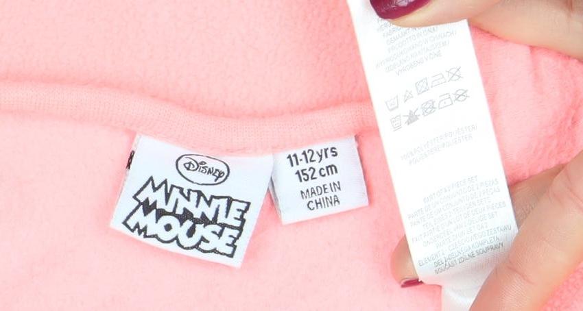 Disney Girls Pink Minnie Mouse Long Sleeve Fleece Pullover T-Shirt 11-12 Years