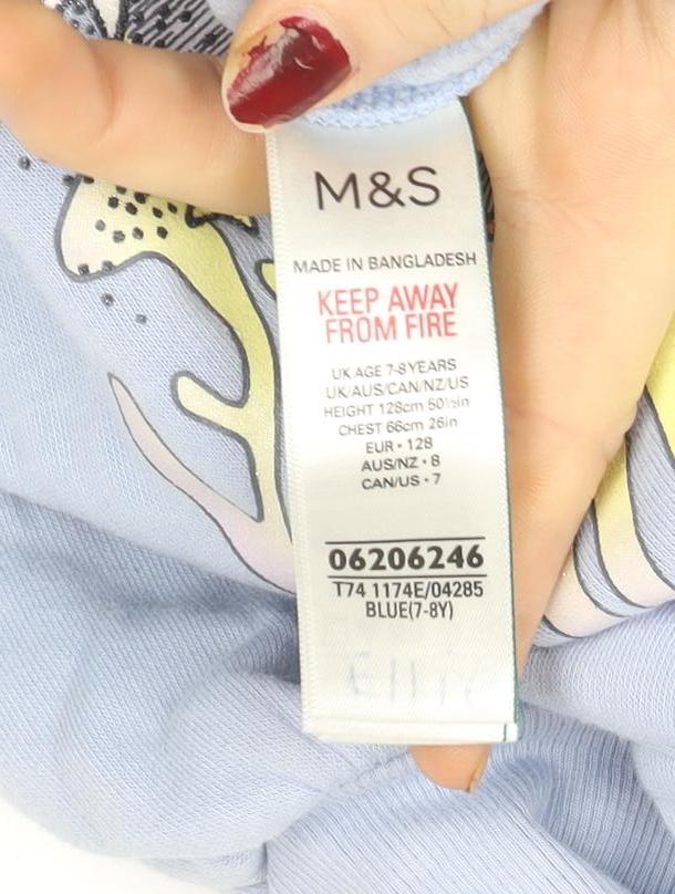 Marks and Spencer Girls Blue Celestial Graphic Pullover Hoodie 7-8 Years