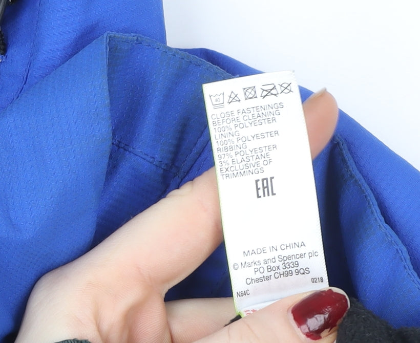 Marks and Spencer Boys Blue Hooded Waterproof Puffer Jacket 3-4 Years