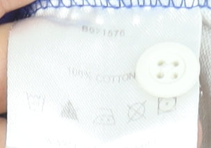 Canterbury Men's Blue Green Striped Long Sleeve Rugby Polo Shirt Size L