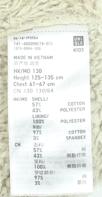 UNIQLO Boys Orange Full Zip Hoodie Cotton Blend Size 130 (7-8 Years)