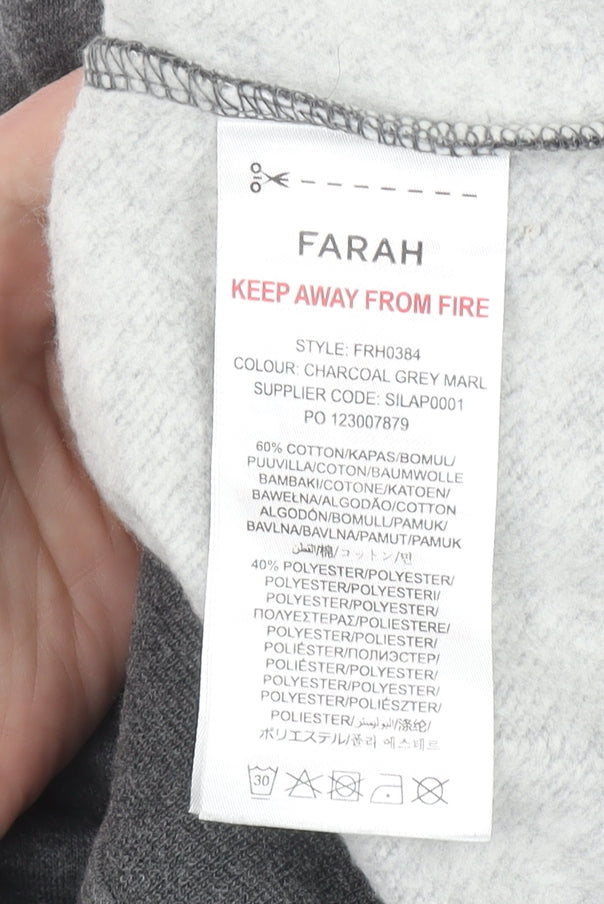 Farah Boys Charcoal Grey Marl Pullover Hoodie 7-8 Years Cotton Blend