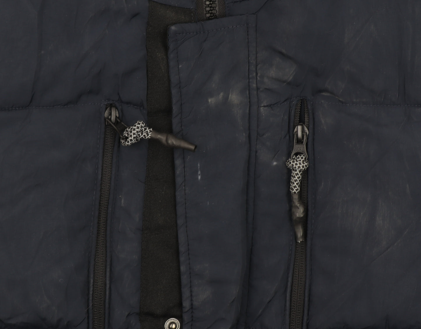 River Island Men's Blue M Long Puffer Hooded Winter Coat