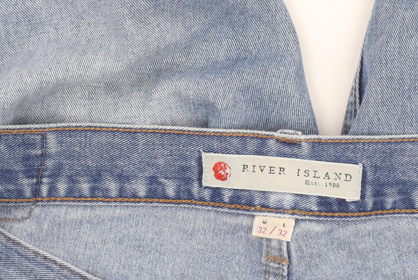 River Island Men's Light Blue Straight Denim Jeans 32x32 Cotton