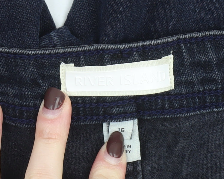 River Island Womens Blue Straight Leg Denim Jeans Size 16