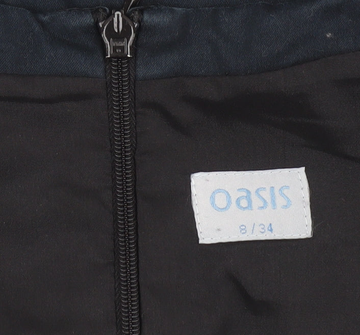 Oasis Womens Black A-Line Knee Length Dress Size 8 Short Sleeve