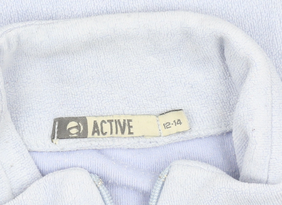 Active Womens Blue Fleece Full Zip Basic Jacket Size 12-14